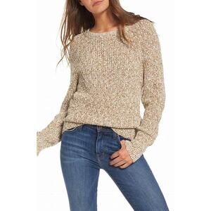 Free People Tan Electric City Cotton Linen Pullover Sweater Size S